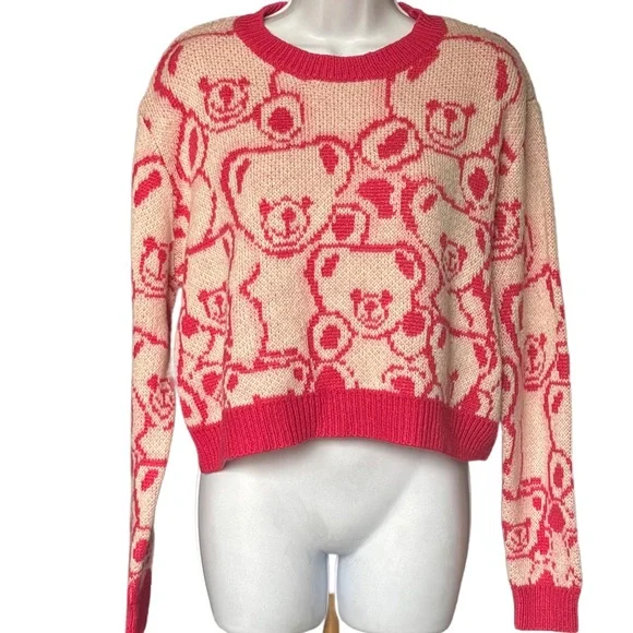 Cotton Emporium Pink Bear Pattern Sweater - Picture 2 of 4